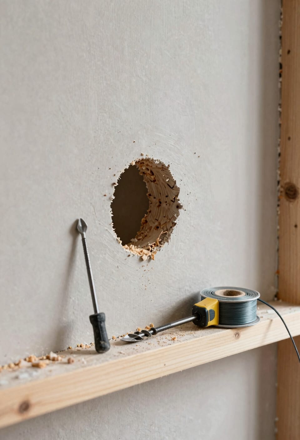 drill pilot holes carefully through